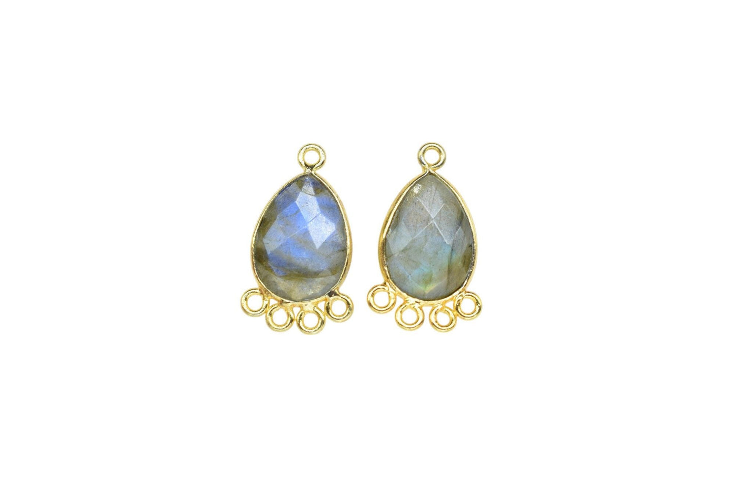 Labradorite 10x14mm Teardrop Bezel Charm/Charms Connector/Handmade Jewellery Connectors/Gemstone Brass Component/Women Jewelry/B'day Gift