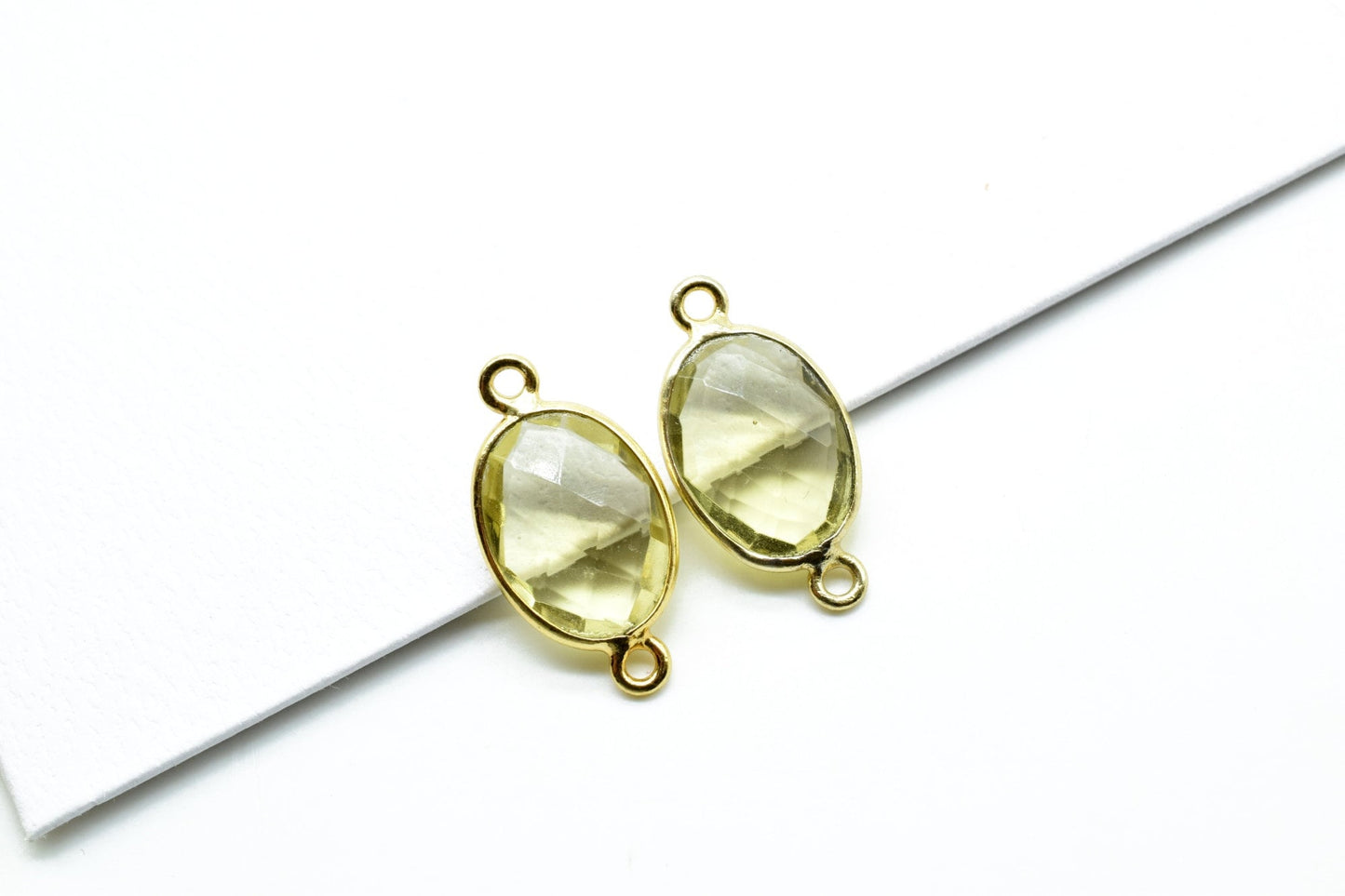 Citrine 10x14mm Oval Double bail connectors,Citrine Gold pendant,Citrine Gold Plated bezel,jewelry making charms crafts,jewelry