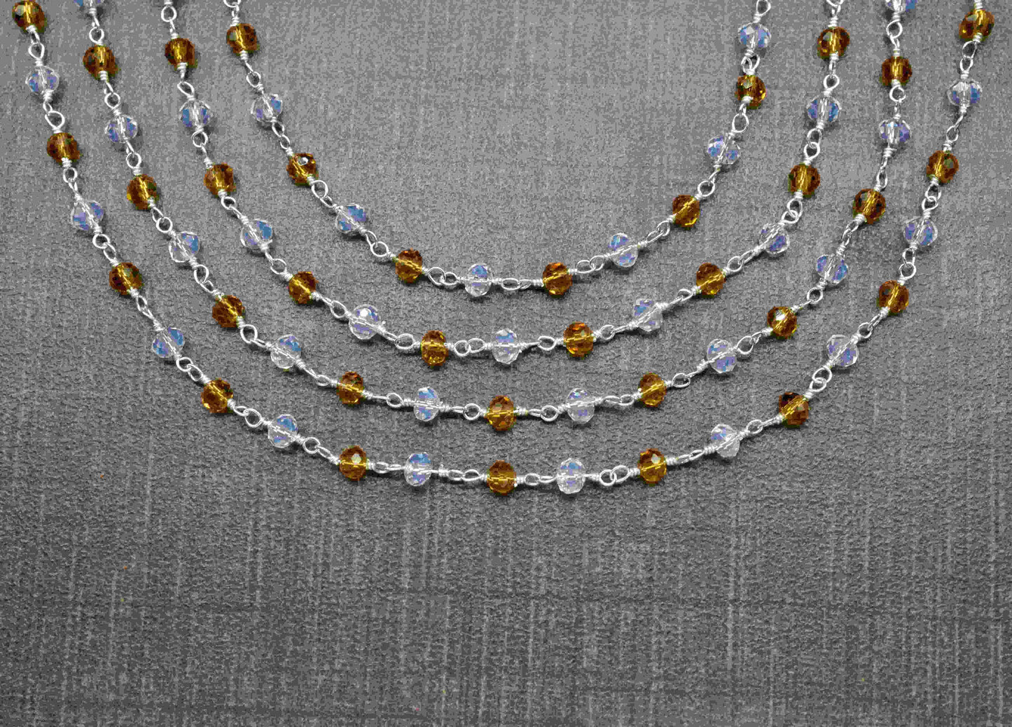 Crystal Quartz Beaded Chain,Multi Stone Rosary Chain,Citrine Micro Beads chain,,Handmade Rosary Jewelry Making,Wire Wrapped Rosary Chain