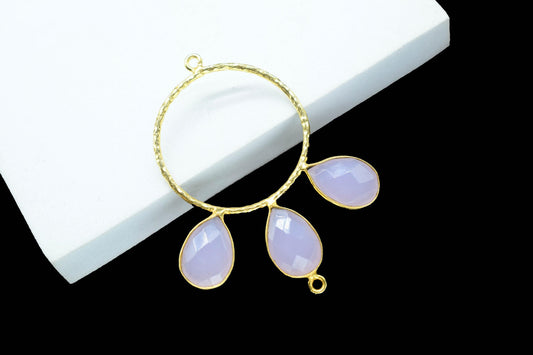 Rose Quartz Pendant/Gold Plated Jewellery/Connector Jewellery/Gemstone Jewellery/Brass Connector Jewellery/Double Bail Pendant/B'Day Gift