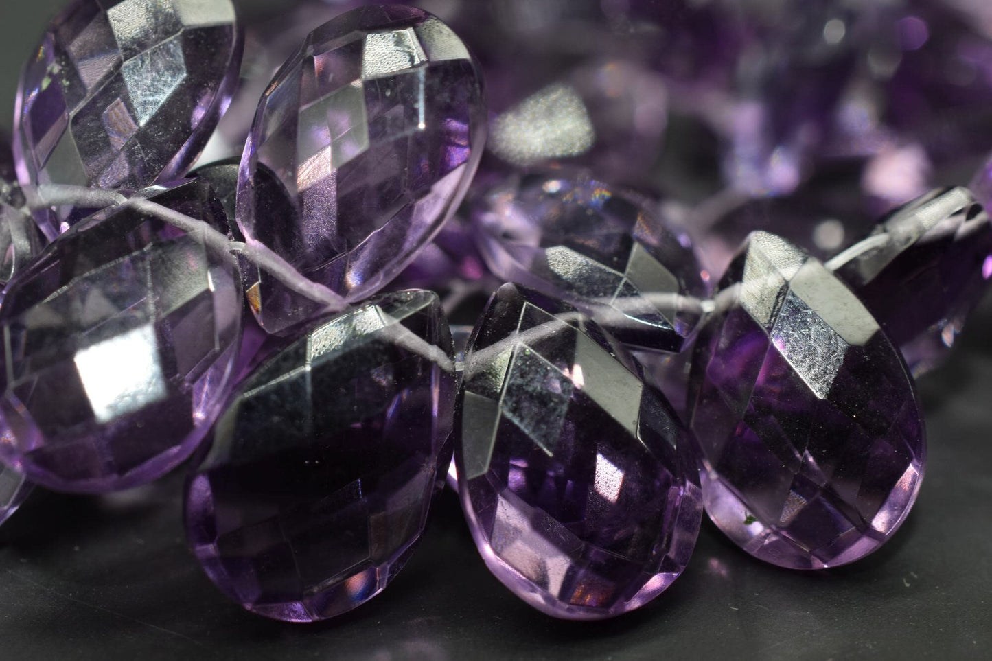 Amethyst Quartz 8x12mm Teardrop Faceted Briolettes,Amethyst Quartz Faceted Pear Shape Beads,Amethyst Briolettes,Gemstone Briolettes,50PC