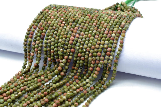 Unakite faceted beads,unakite rondelle beads,quality gemstone beads,3mm Unakite Beads,AAA Quality beads,Gemstone Beads,Lotus Pond Unakite
