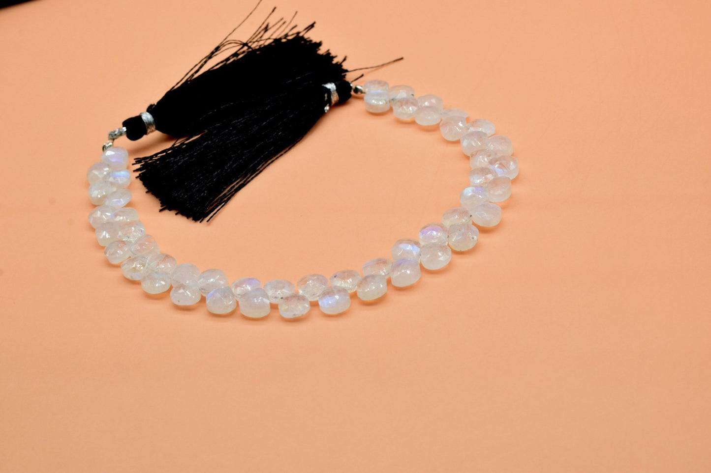 Moonstone 6mm Heart Shape Briolettes,Rainbow Moonstone Briolette,AAA Quality Briolette,7''pear shape strand,Blue flash moonstone Briolettes