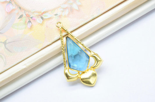 Blue Topaz Pendant/Gemstone Component/Blue Topaz Faceted Pendant/Necklace Pendant/Single Bail Charm/Necklace Pendant/Summer Collection/Gift