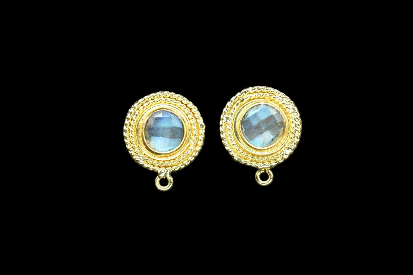 Labradorite Gemstone Earring/Labradorite Round Earring/Designer Bezel Earring/Gold Plated Jewelry/Handmade Jewelry/Earring Connector/Gift