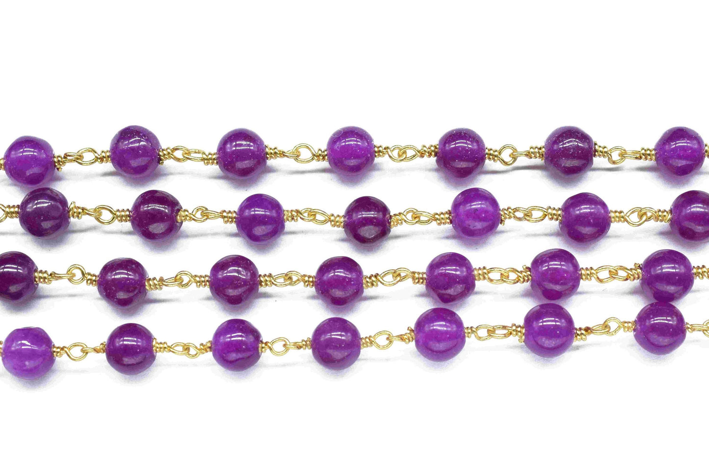 Purple Jade 6mm Round Smooth Chain,Gemstone Beaded Rosary Chain,Handmade Jewelry,Wire Wrapped Rosary Chain,beads Rosary chain Necklace,Gift