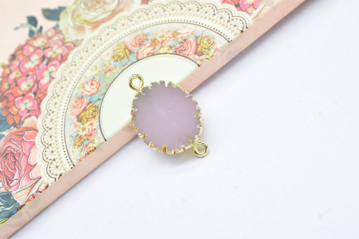 Rose Chalcedony Double Bail Connectors,Cabechon Pendant Charms,Handmade Pendant,Rose Quartz Jewelry,Oval Shape Pendants,Gemstone Component
