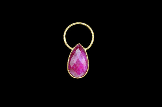 Natural Ruby Jewelry Pendant/Ruby Charms Pendant/Gold Plated Jewelry/Brass Connector Charms/Handmade Jewelry/Women Jewelry/B'day Gift