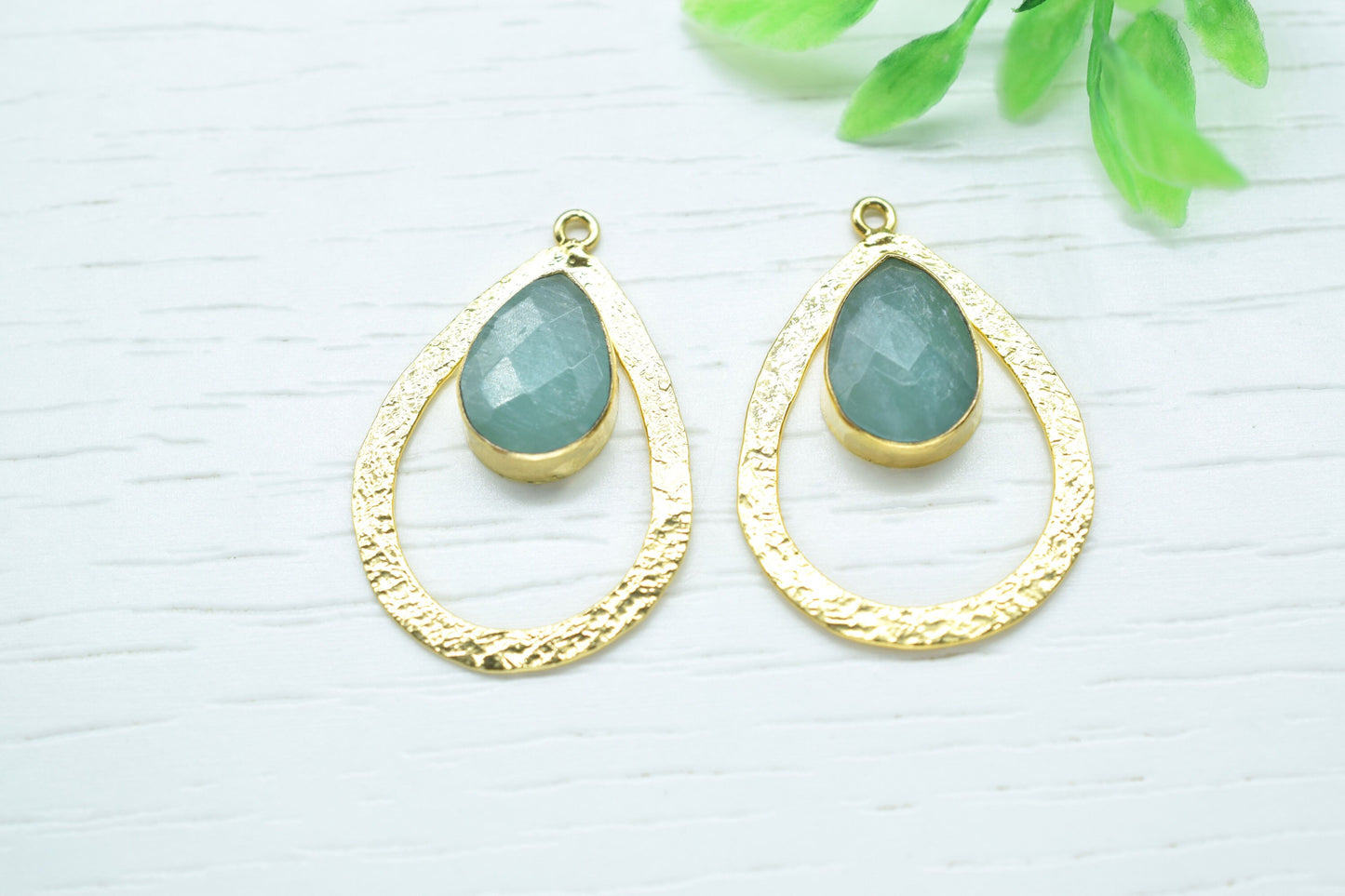 Amazonite Gemstone Pendant/Pear Shape Pendant/Bezel Pendant/Jewelry making Stone/Gold Plated Jewelry/Connector Jewelry/Handmade/Gift