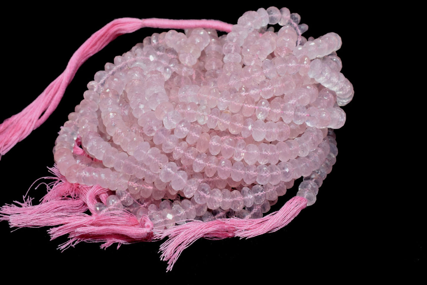 Rose Quartz Beads Grade AAA Genuine Gemstone Faceted Rondelle Loose Beads, 7.5x8mm Size Rose Quartz Beads, Gemstone Faceted Rondelle Beads