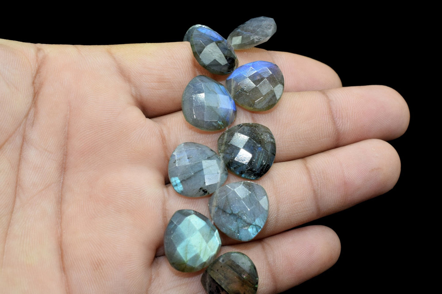 Labradorite Finest AAA Quality Faceted 14mm Heart Shape Briolettes,Labradorite briolettes for making jewelry,Labradorite Heart Shape beads