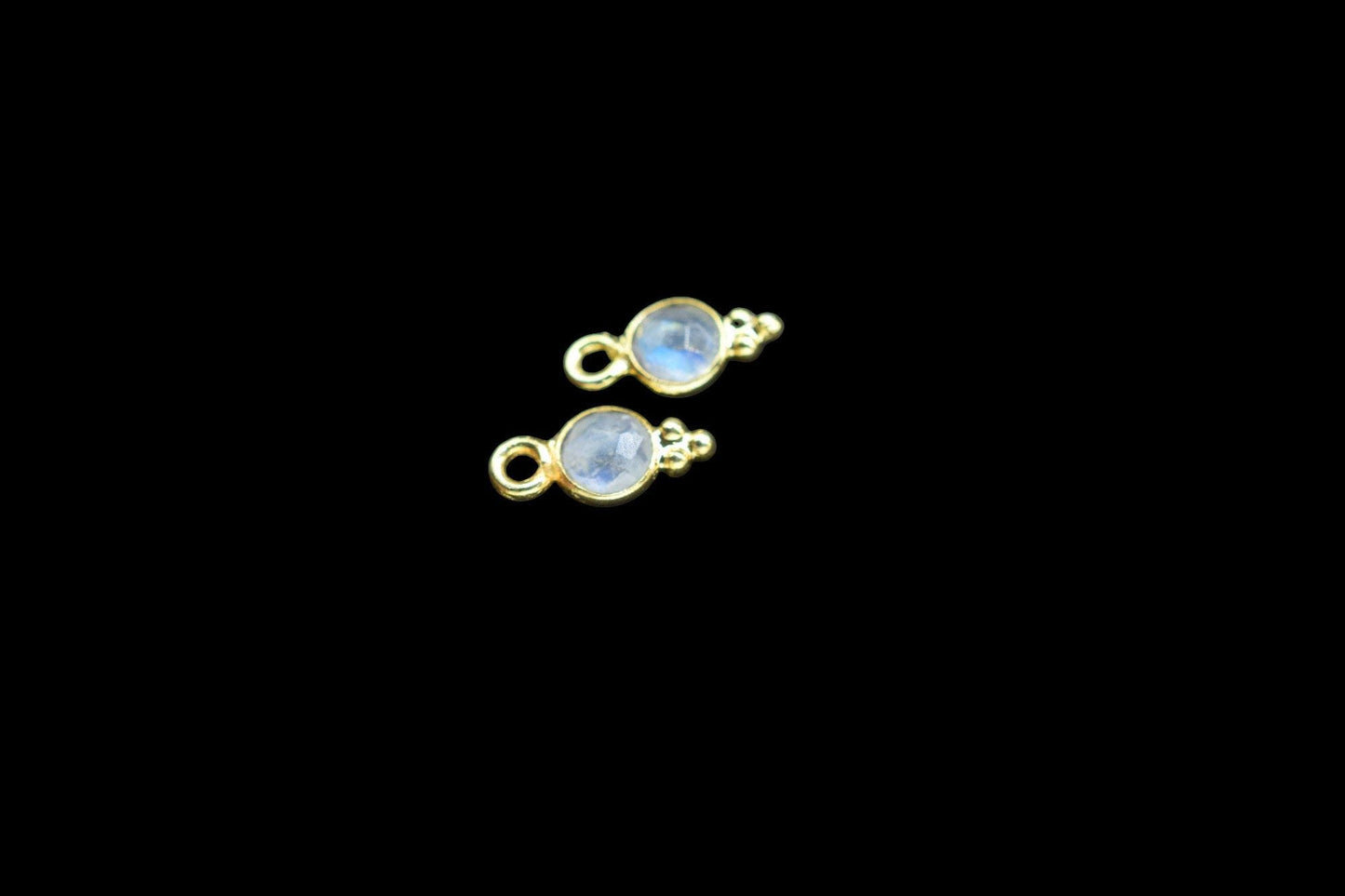 Moonstone Charms Connector/Handmade Jewelry/Gold Plated Connector/Tiny Pendant/Moonstone Pendant/Round Shape Connector/Gemstone Charms
