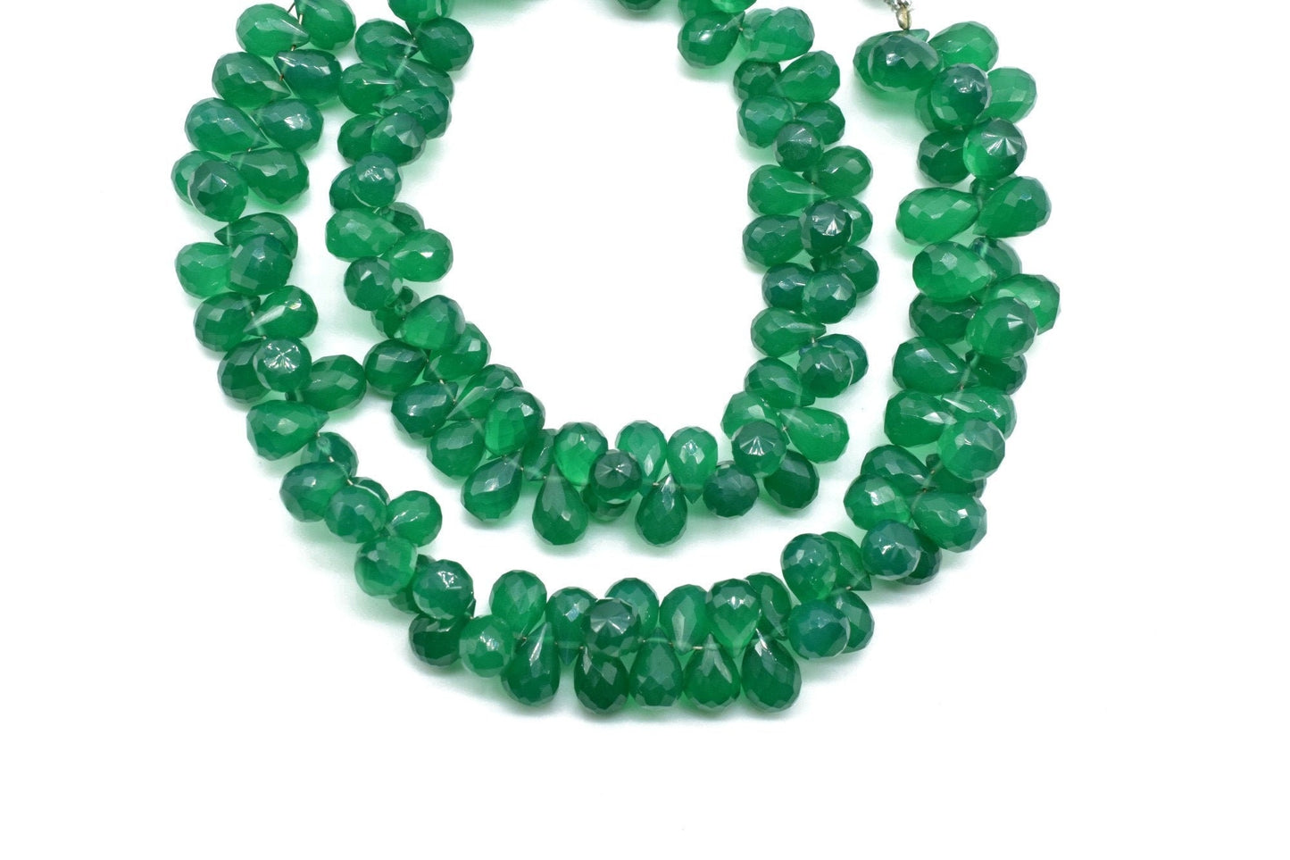 Green Onyx Drops faceted,Green Onyx Briolette,AAA Quality teardrop,6x9mm faceted drops,green teardrop,jewelry making beads,8'' drops strand