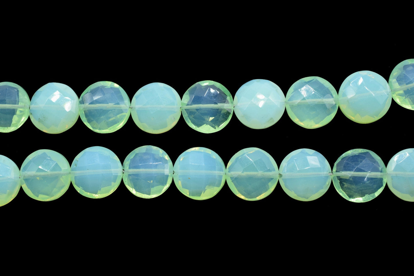 Chrysoprase faceted 10mm Coin Briolettes-Round Shape-Chrysoprase,Loose Gemstone-Chrysoprase,Round Coin Beads, Briolette Both Side Faceted