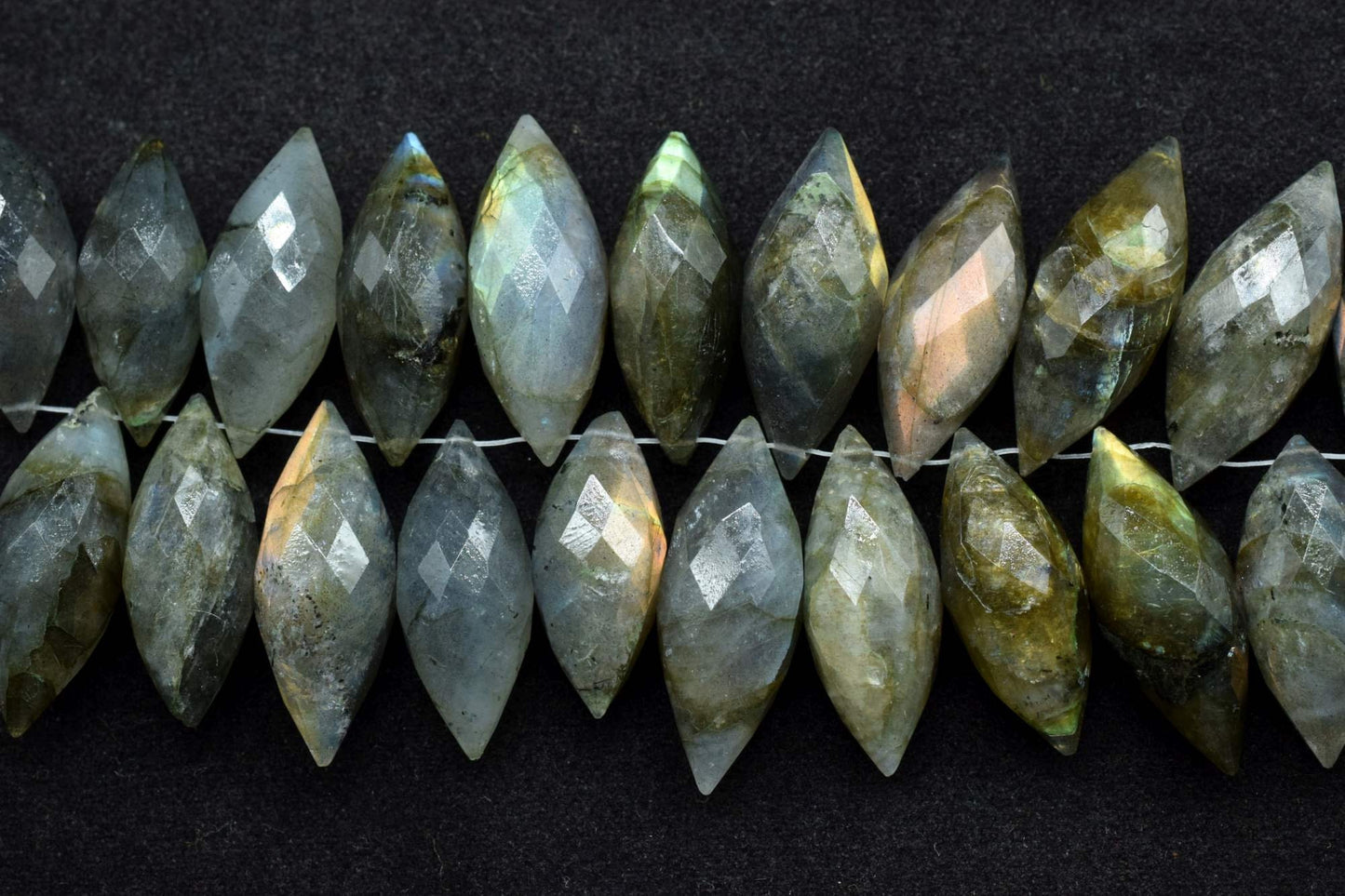 Labradorite faceted Dew Drops beads,11x26mm Dew Drops briolettes,Spiky tear drops,jewelry making drops,Grey Gemstone briolettes,fancy shape