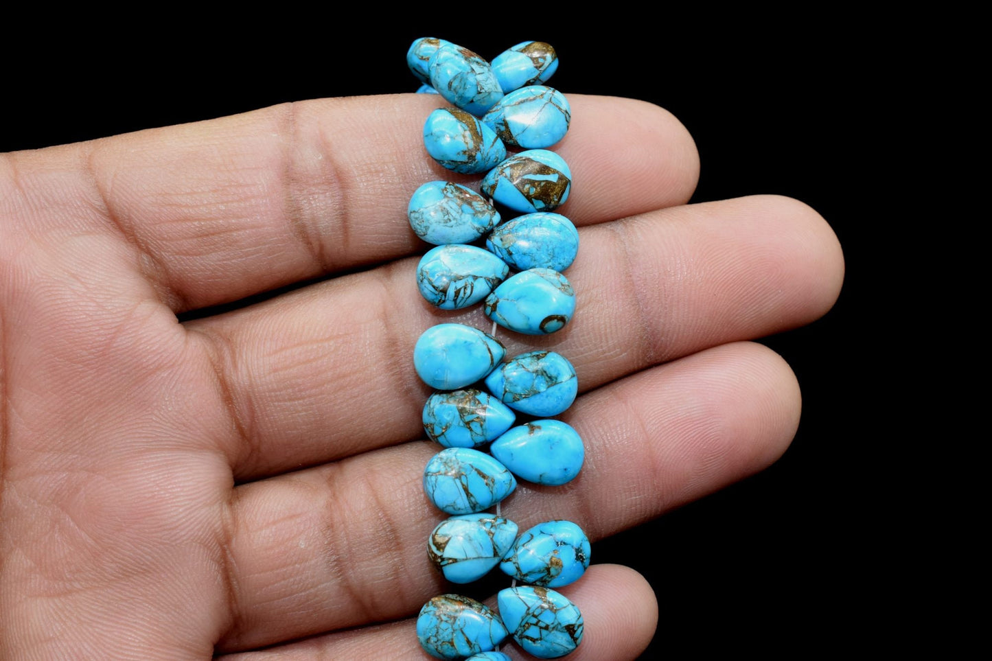 Sky Blue Copper Turquoise 7x10mm Smooth Pear Shape Briolettes,Smooth Pear Shape Beads,Calibrated Gemstones beads,Turquoise Briolette beads