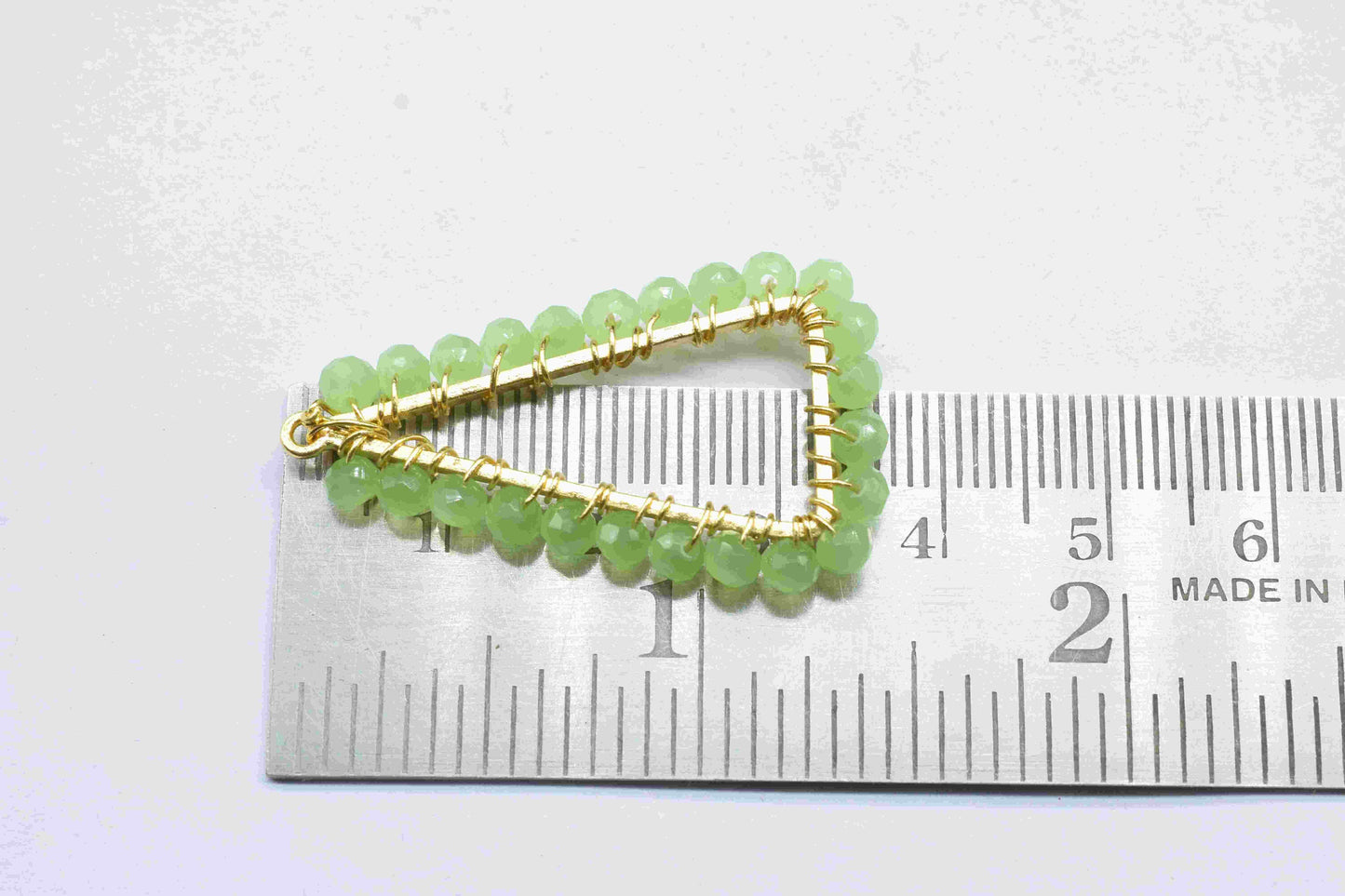 Prehnite Wire Wrapped Dangle Earring, Gemstone Component, Handmade Connector,Beaded Earring Connector,Finding Necklace,Triangle Jewelry,Gift