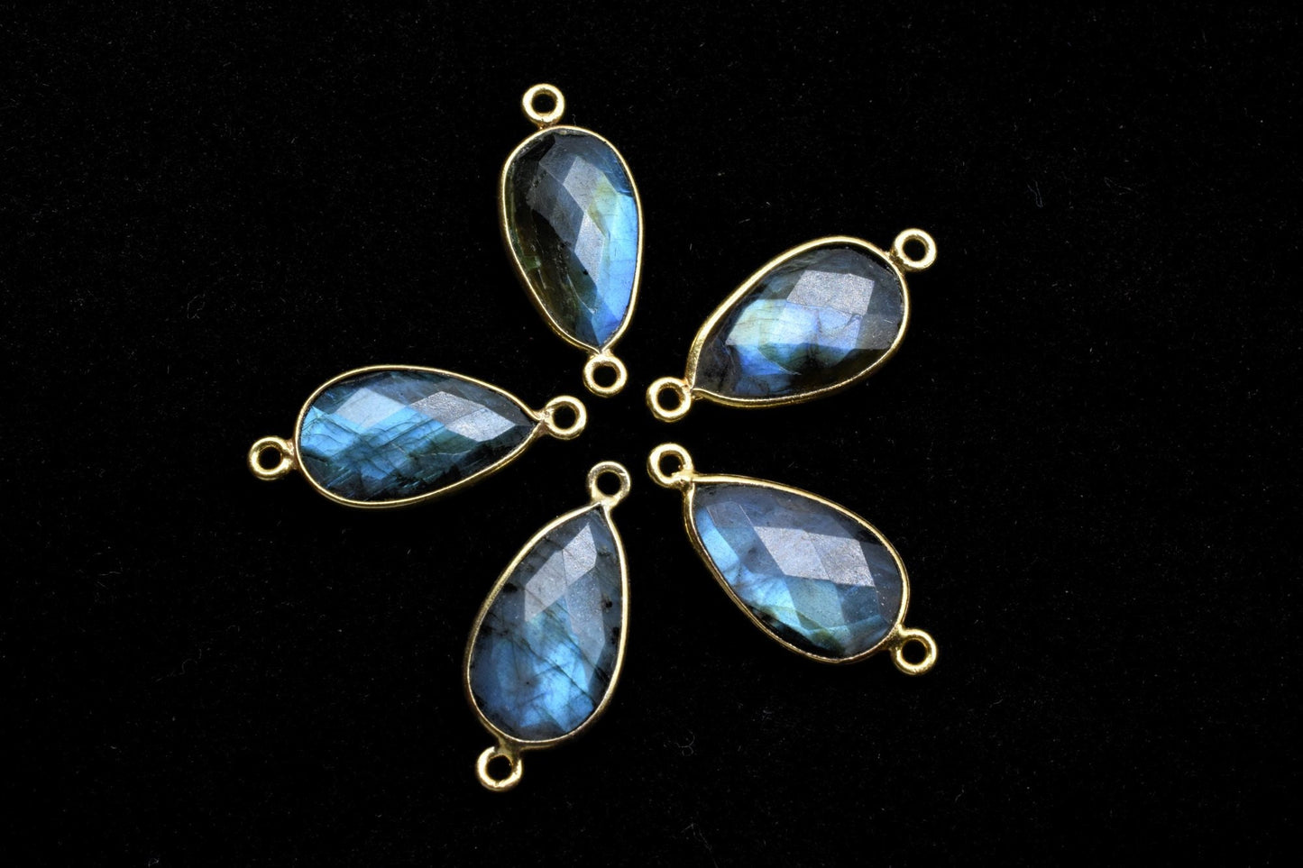 Labradorite 10x18mm Pear Double bail connectors,Labradorite Gold pendant,Labradorite Gold Plated bezel,jewelry making charms crafts,jewelry