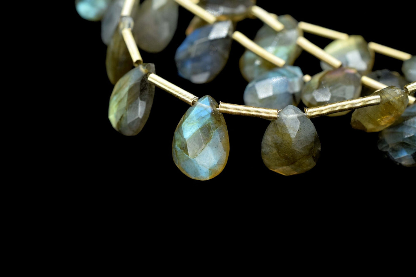 Labradorite Faceted 9x13mmTeardrop Briolettes,Gemstone Teardrop Bead,Labradorite Strand Jewelry Making Supplies,Labradorite Teardrop jewelry