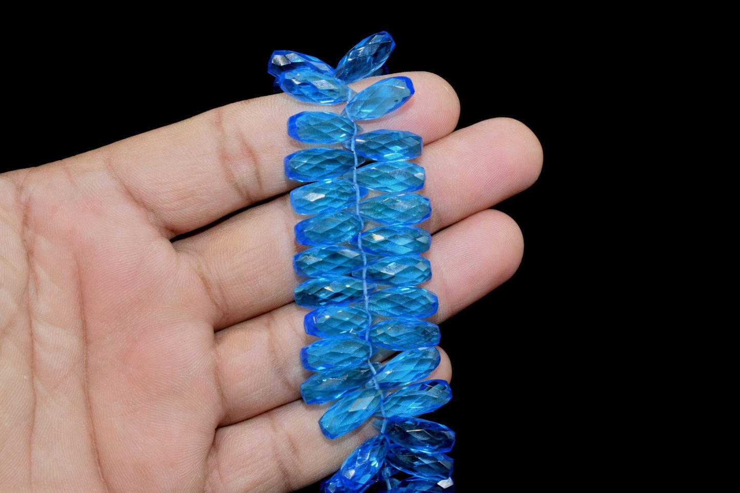 Natural Blue Topaz Teardrop 6x16mm Briolettes, Gemstone Teardrop Briolettes, Super Blue Topaz Briolettes, Jewelry Making Briolettes Drops