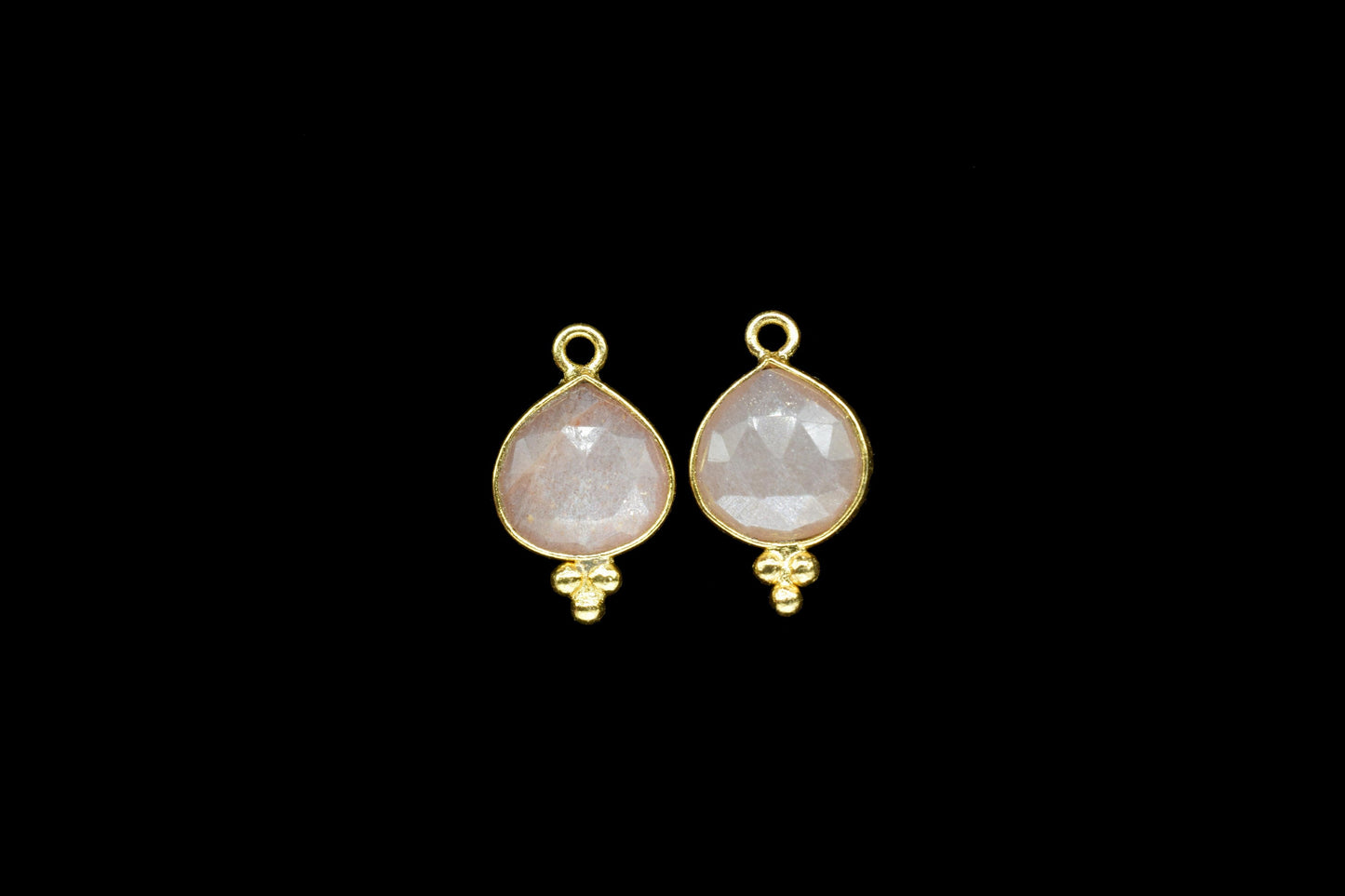 Peach Moonstone 10mm Heart Shape Pendant,Moonstone Gold Plating single bail Jewelry making supplies,Peach Moonstone Charm Pendant Jewelry
