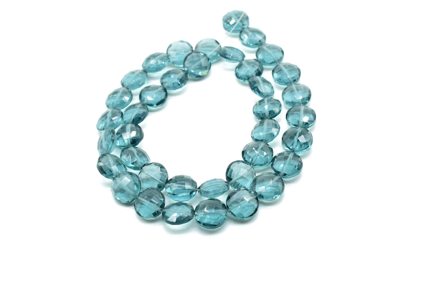 Aquamarine 10mm Faceted Coin Shape Briolette Beads. Faceted Aquamarine Gemstone Jewelry,Round  Aquamarine,Aquamarine Faceted Briolette Beads