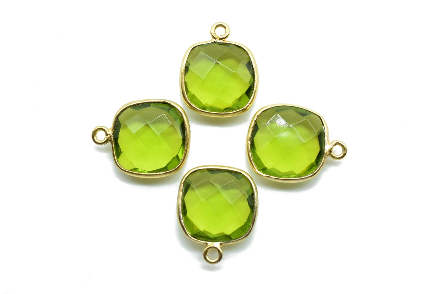 Peridot 12mm cushion single loop connectors,Elegant Peridot Gemstone Components cushion Shape Connectors,Earring connectors,Earrings Pendant