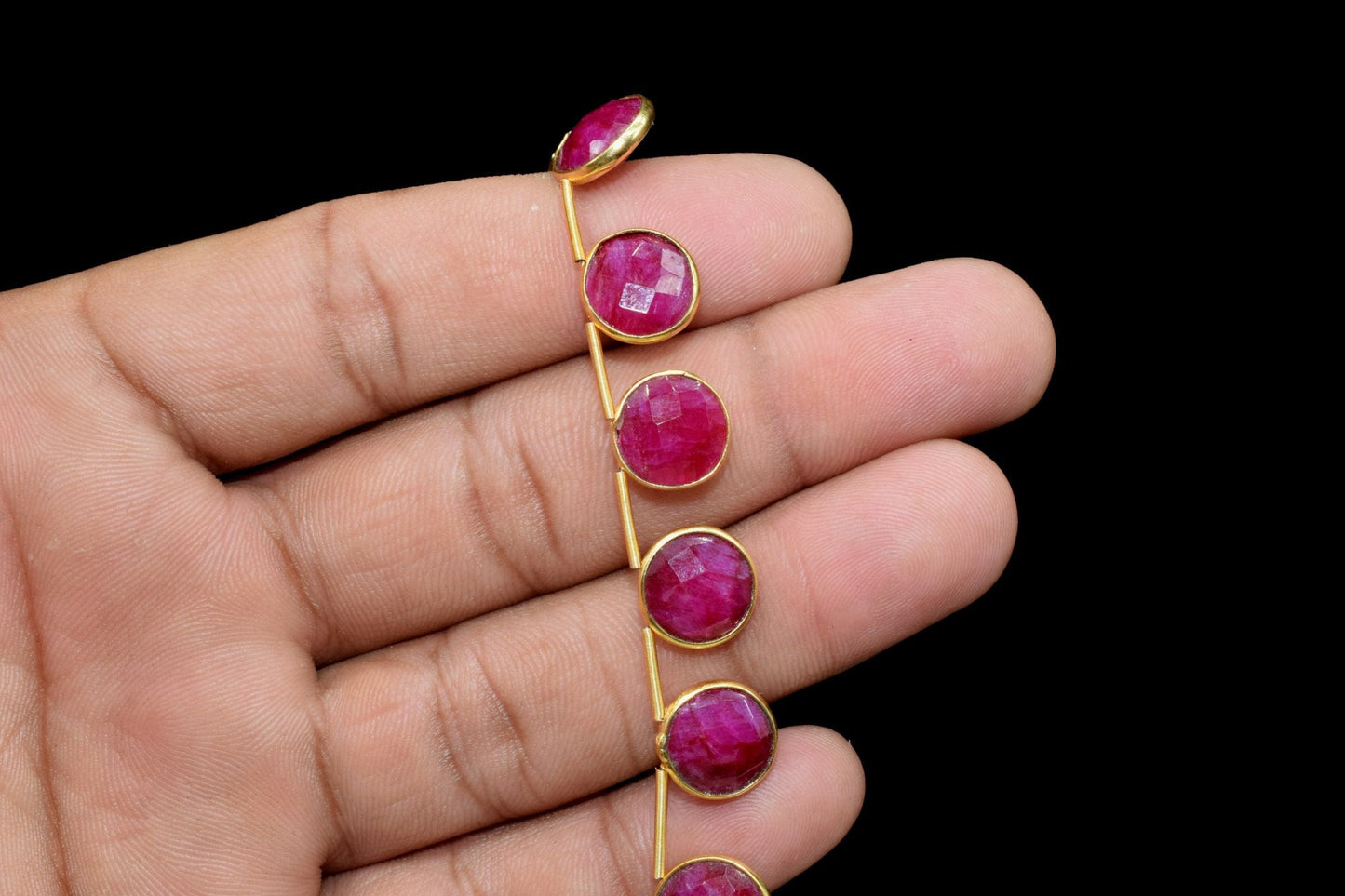 Ruby 10mm Faceted Round Shape charms ,Ruby Faceted Gemstone JewelryMaking Component,Ruby charms,Brass charms,Ruby jewelry