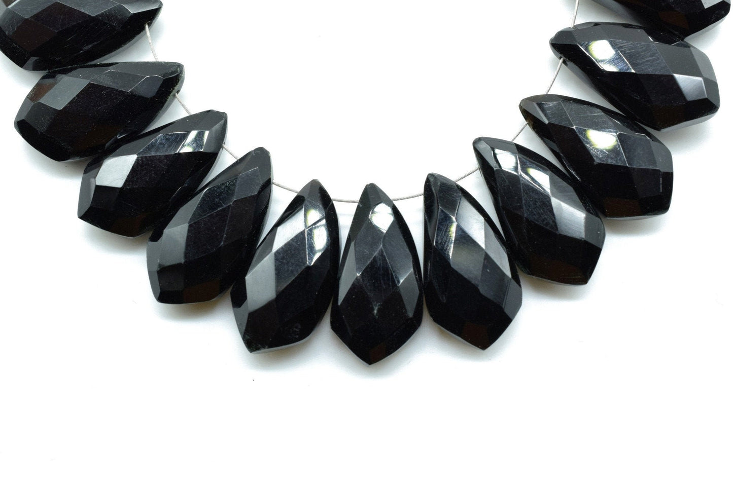 Black Onyx 10x20mm Horn shape faceted beads,Black Onyx Fancy Shape Briolettes,Gemstone Beads,Black Onyx Faceted beads,Shark Tooth shape bead