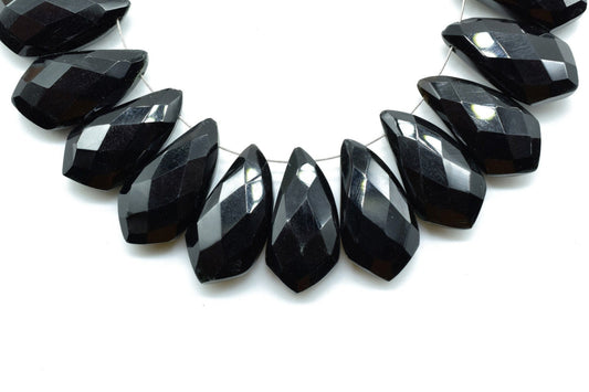 Black Onyx 10x20mm Horn shape faceted beads,Black Onyx Fancy Shape Briolettes,Gemstone Beads,Black Onyx Faceted beads,Shark Tooth shape bead