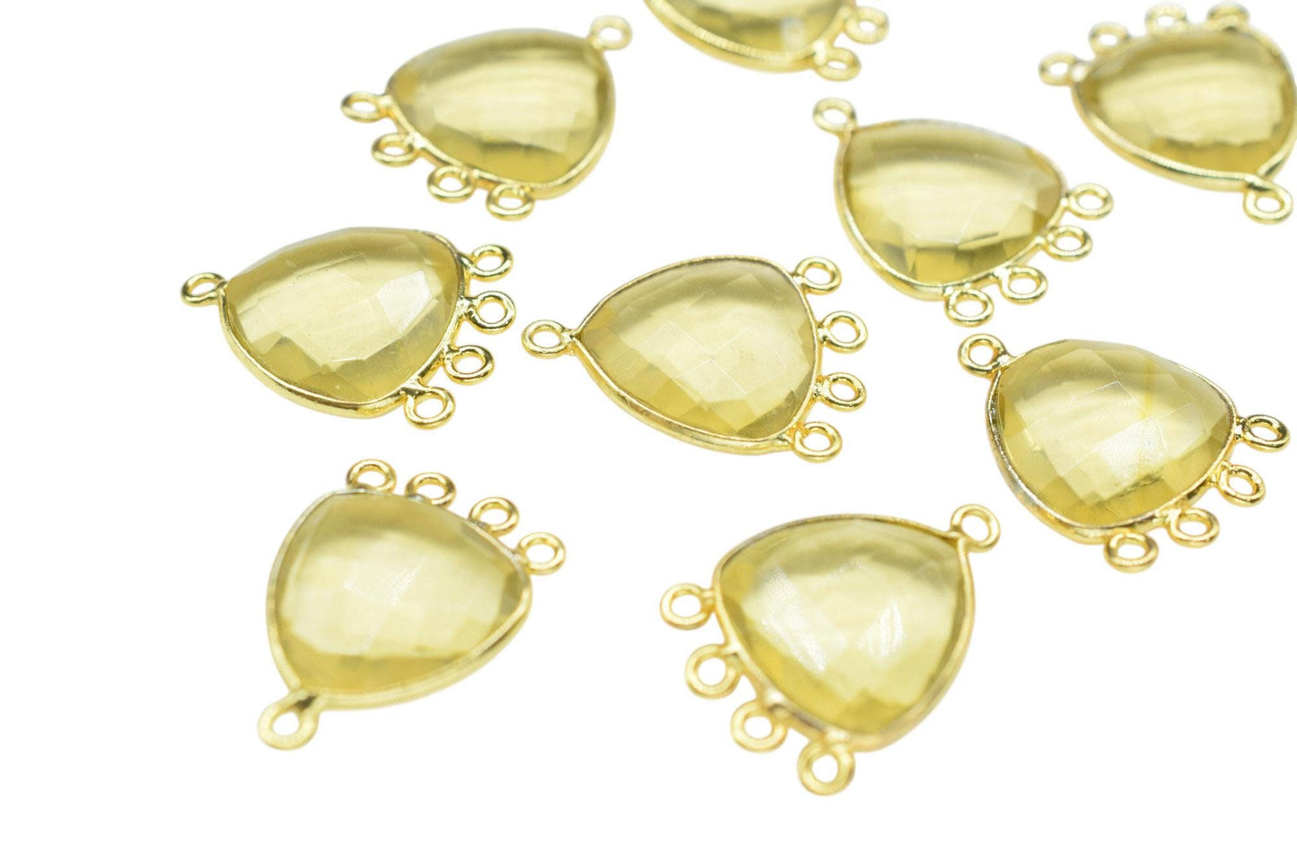 Citrine Quartz 15mm Triangle Bezel Connector/Gold Plated Jewelry/Women Jewelry/Connector Jewelry/Handmade Connector/Connector Jewelry/Gift