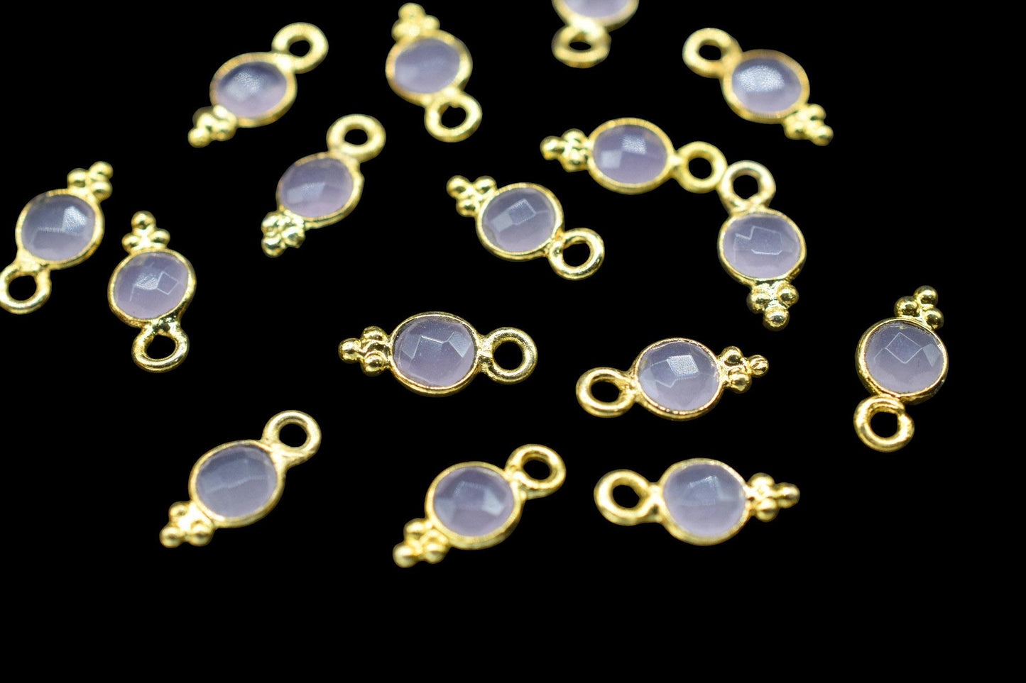 Rose Quartz Charms Connector/Handmade Jewelry/Gold Plated Connector/Tiny Pendant/Rose Quartz Pendant/Round Shape Connector/Gemstone Charms