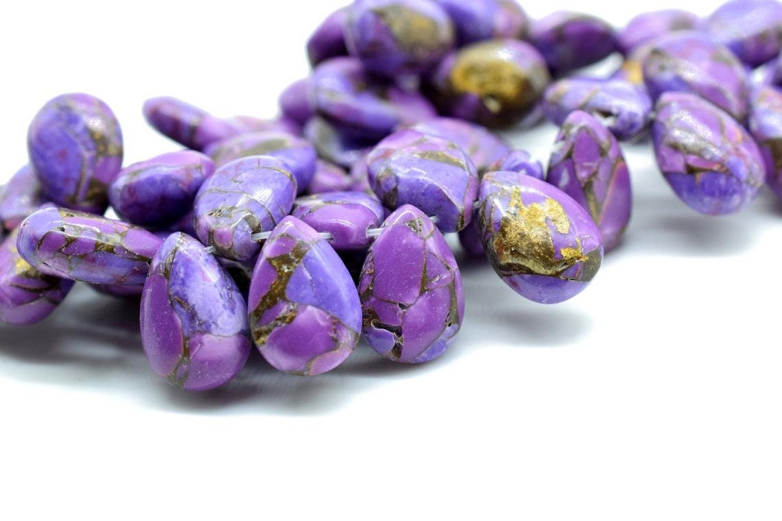Purple Copper Turquoise 7x10mm Beads,Turquoise Smooth Pear Shape Bead,Smooth Pear Beads,Turquoise beads,Purple Turquoise beads,teardrop bead