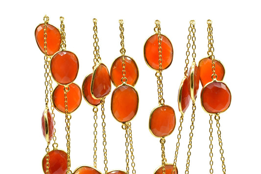 Carnelian connector link Chain-Natural Carnelian Bezel Chain,Carnelian Oval Shape Connector Chain,Carnelian bezeled chain,Carnelian jewelry