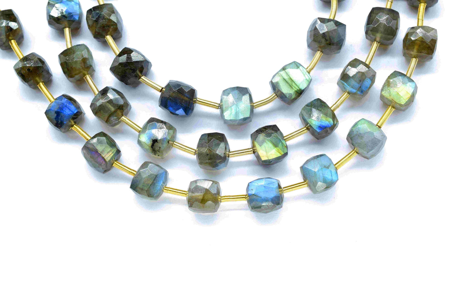 Flashy Labradorite Faceted Box Strand,8 to 9mm Square Faceted Beads,Labradorite 3D Cube Bead,Labradorite Box strand,Labradorite Fancy shape