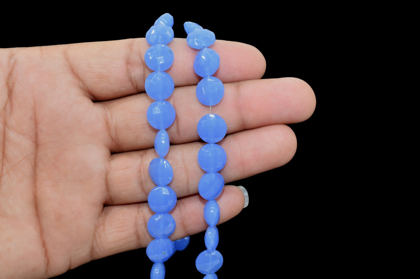BLUE chalcedony 10mm Faceted Round (COIN ) briolette gemstone,Faceted Coin Briolette Loose Fancy Beads,Natural Chalcedony Semi Precious Bead