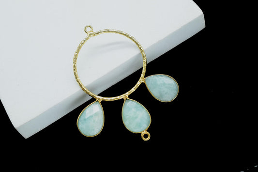 Amazonite Jewelry Pendant/Gold Plated Jewellery/Connector Jewellery/Gemstone Jewellery/Brass Connector Jewellery/Double Bail Pendant/Gift