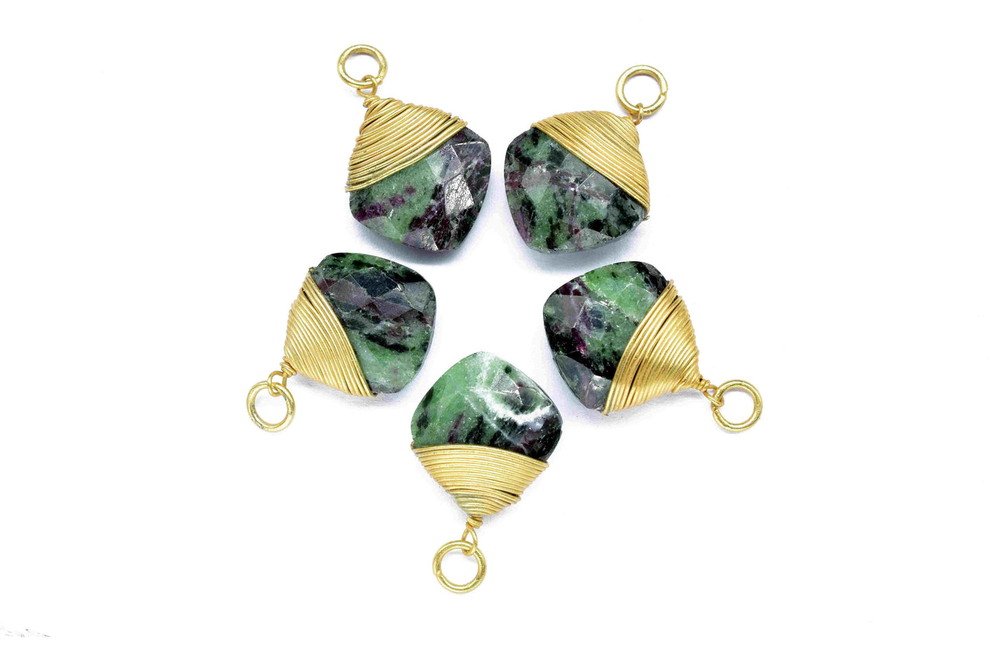 Ruby Zoisite Square Faceted Connector,Gemstone Wire Wrapped Pendant,Loop Connector,Pendant Jewelry,Wire Wrapped Necklace,Zoisite Jewelry,