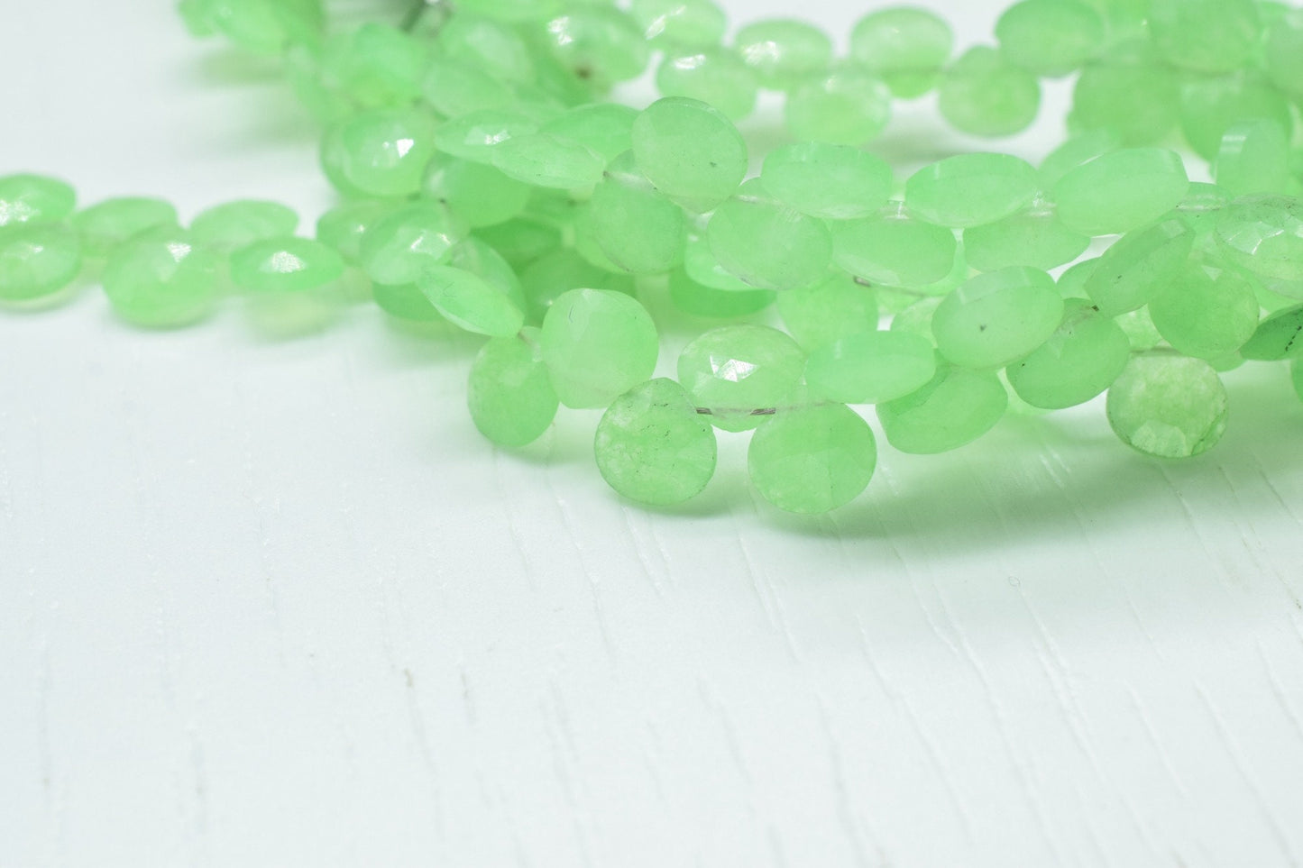 Prehnite Faceted  7mmHeart Shape Briolettes,Green Gemstone Heart Beads,Prehnite 8 inch strand,Jewelry Making Supplies,Prehnite Heart jewelry