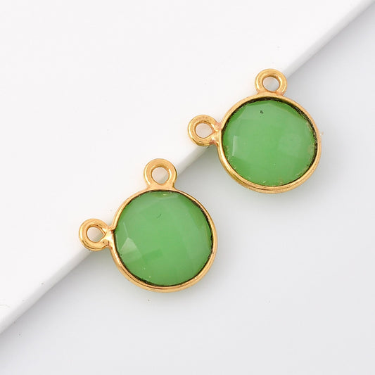 Chrysoprase 10mm Round Shape bezel,Gold Plated bezel,Chrysoprase Bezel connectors,Gold Vermeil Bezel,jewelry making charm,Gold-Filled bezel