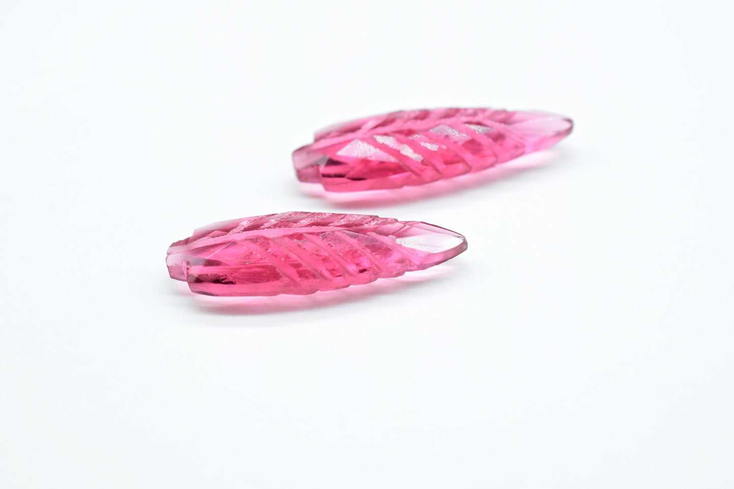 Pink Tourmaline 10x30mm Teardrop Faceted carved Briolettes,,Pink Gemstone Briolettes,Tourmaline Leaf Carved Briolettes,Hand Carved Beads,