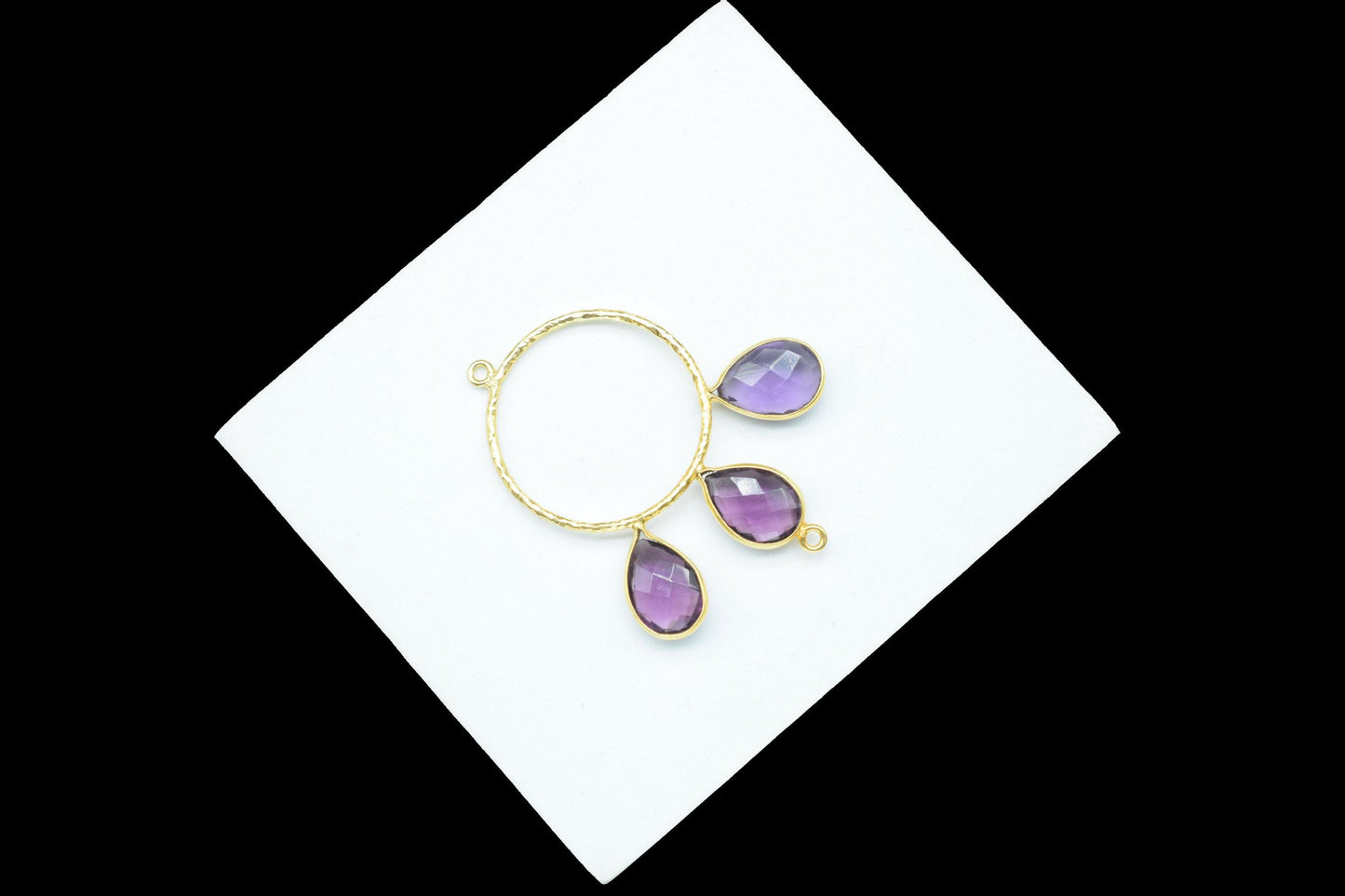 Amethyst Jewelry Pendant/Gold Plated Jewellery/Amethyst Connector Jewellery/Purple Amethyst Jewellery/Brass Connector Jewellery/B'day Gift