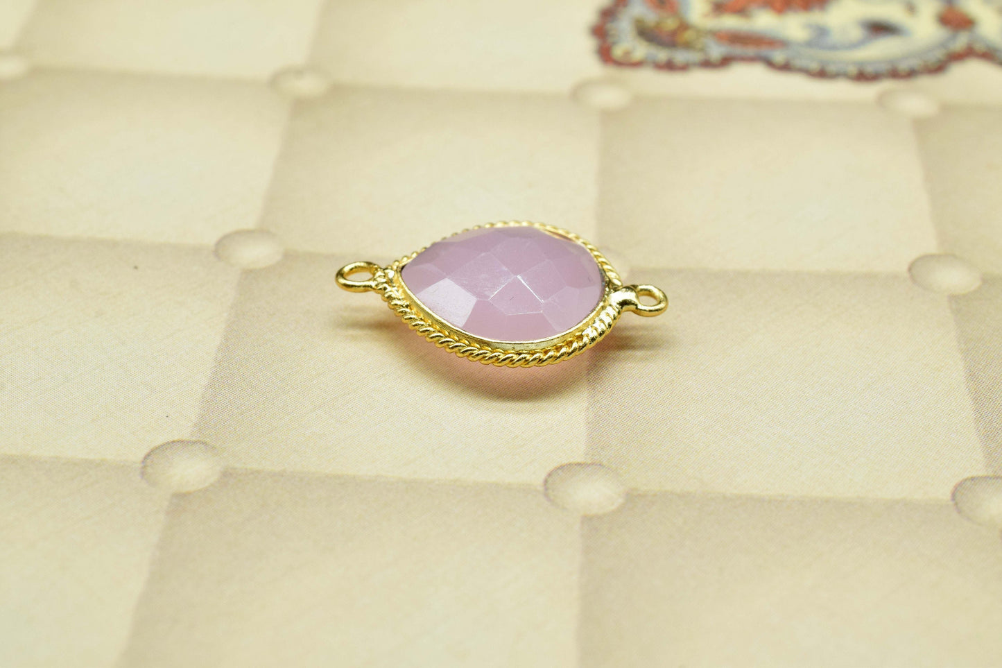 Rose Quartz Checker Board cut Pendant,Rose Quartz Gemstone 14mm Heart shape charm,Gemstone connector,Rose Quartz Double Bail Pendant Jewelry