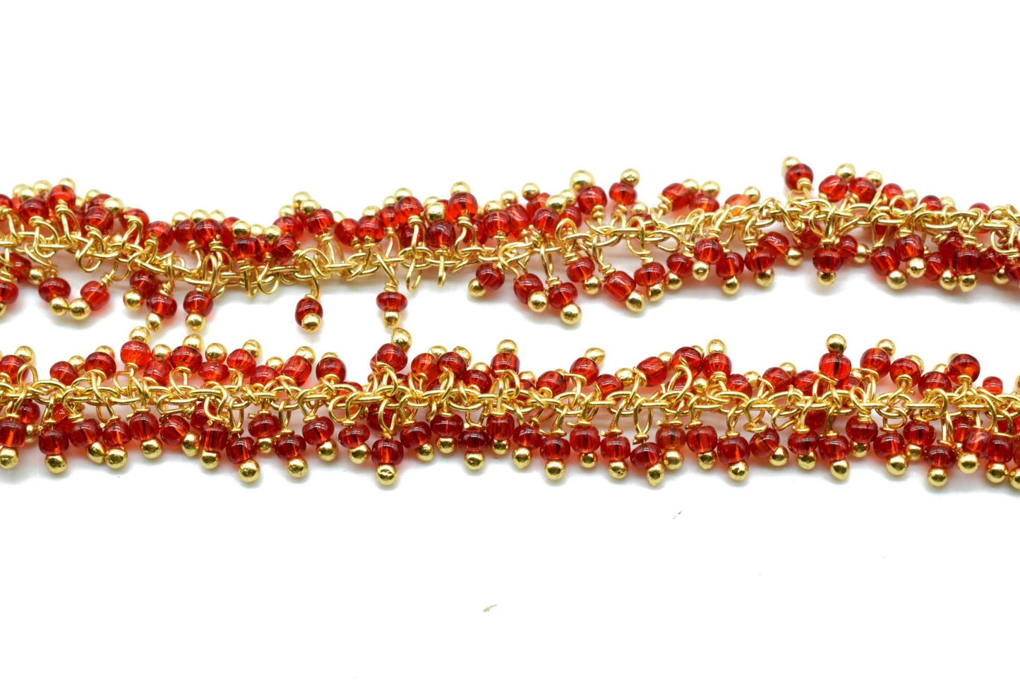 Red Agate 2mm cluster chain,Red Agate Dangling Chain,Red Agate cluster Chain with Gold Plated, Wire,Brass cluster beaded chain,vermeil chain