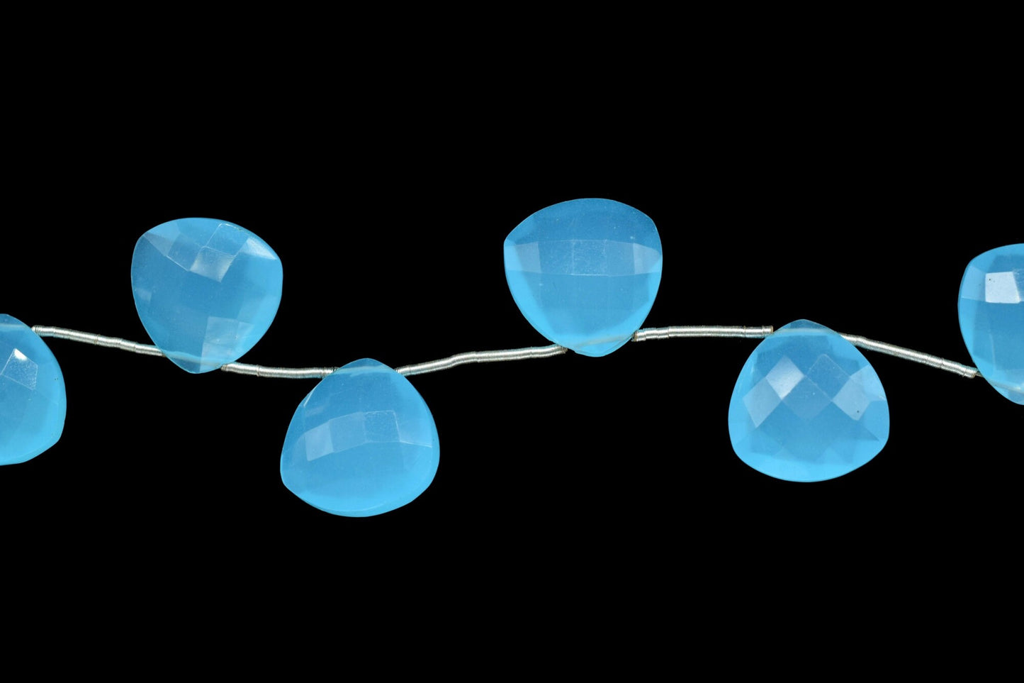 Blue Chalcedony 14mm trillion Shape Briolettes,Side drilled Briolette,Jewelry making supplies,craft supplies,Blue Chalcedony Briolettes,boho