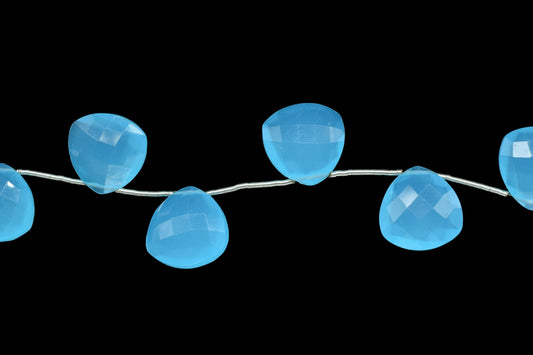 Blue Chalcedony 14mm trillion Shape Briolettes,Side drilled Briolette,Jewelry making supplies,craft supplies,Blue Chalcedony Briolettes,boho