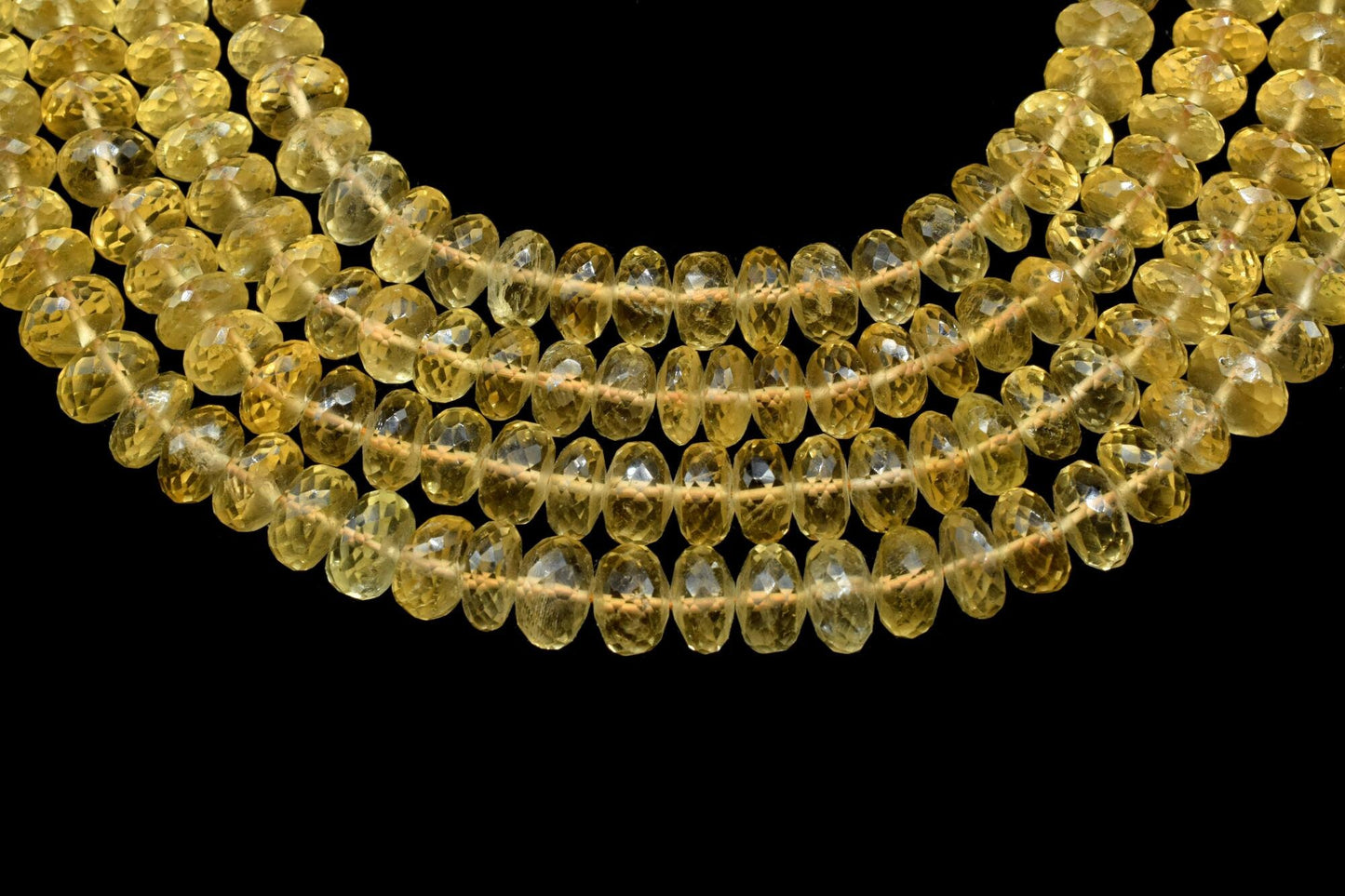6 Inches Faceted Lemon Topaz Beads, Natural Lemon Topaz Gemstone Beads, 7.5mm to 8mm Size Rondelle Beads For Making Jewelry, Gemstone Beads