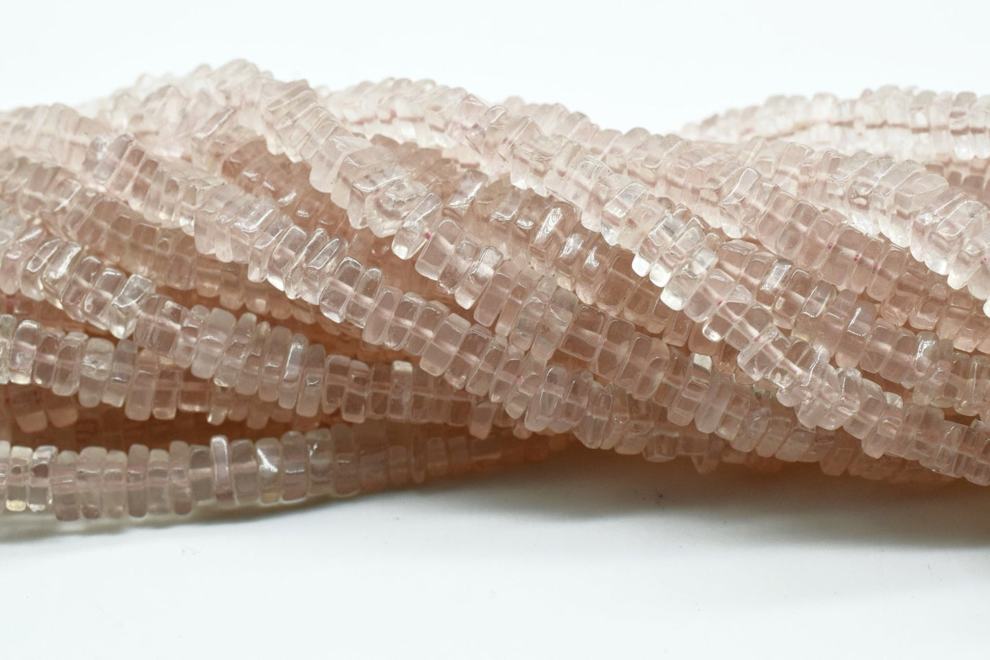 Pink Chalcedony Heishi Shape Beads Size 4-6MM 16 inch strand Approx,Heishi Square Bead,Jewelry Making Crafts,Beads For Bracelets,Rose Quartz