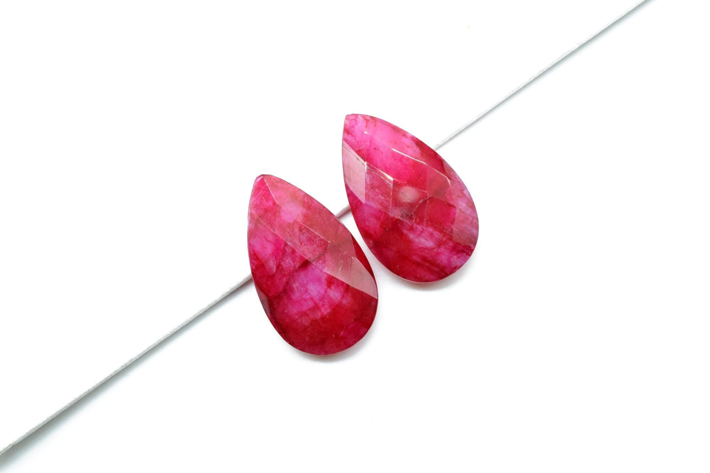Natural Ruby Faceted Pear Shape briolettes,12x20mm Ruby Pear Beads,Ruby Teardrop Beads,Ruby briolettes,Precious Gemstone Beads,Gift