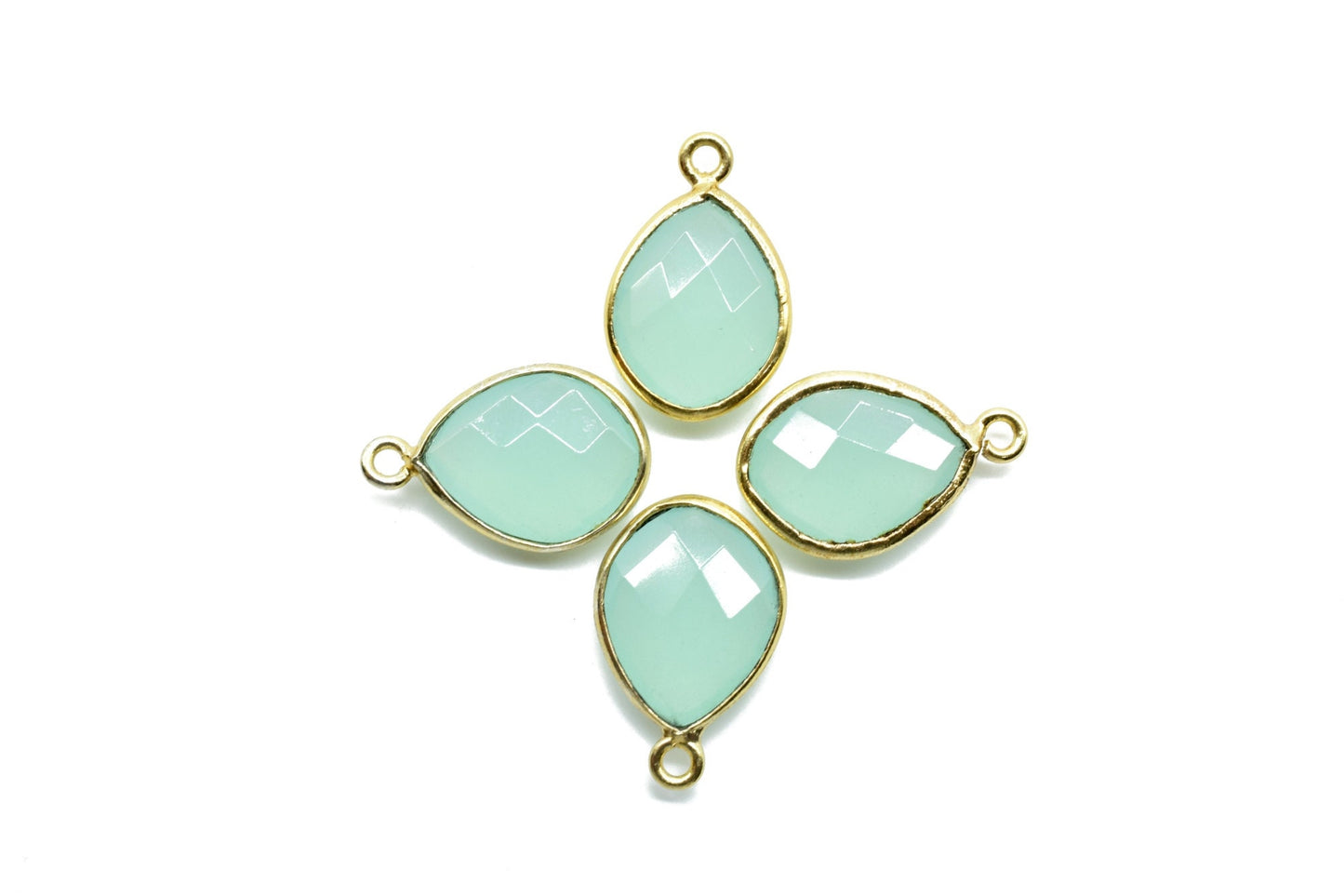 Aqua Chalcedony 10x13mm Eye shape single bail connectors,Aqua Chalcedony Bezel Findings Eye Charms,Eye Shape Connectors,Single Bail charms